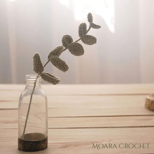 DIY Crochet Eucalyptus on table