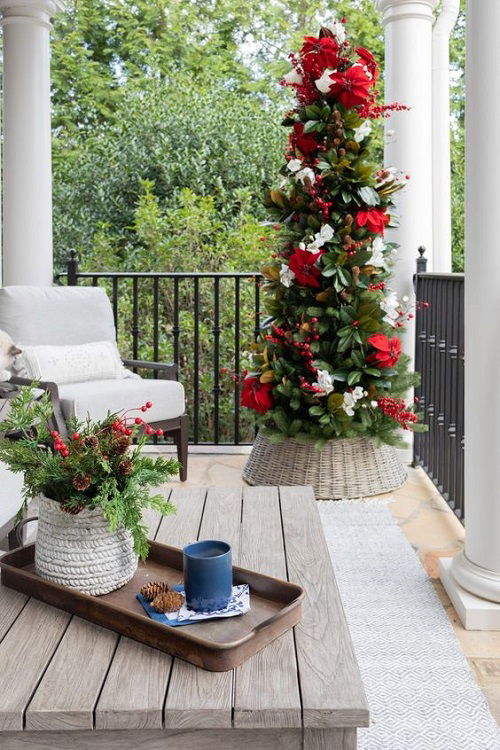 Woven Planter Christmas Tree in balcony