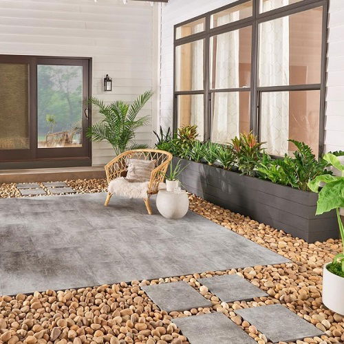 Pebbles Surrounding the Patio